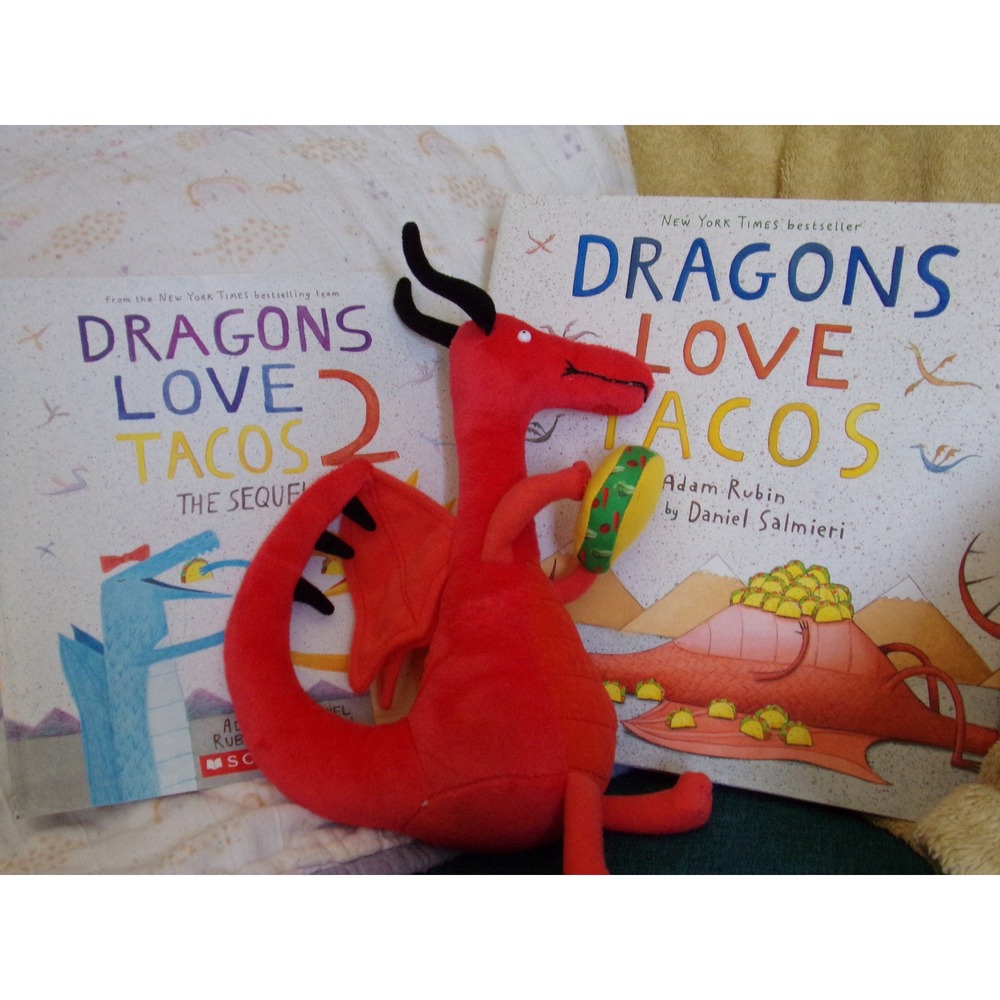 Dragons Love Tacos Book Set with Red Dragon Plush Adam Rubin Daniel Salmieri